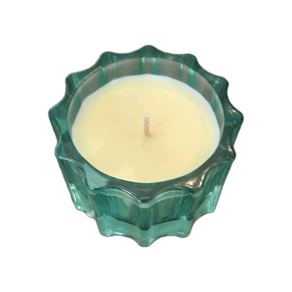 New Glass Flower BOHO Bamboo Candle With Essential Oils Room Decor - Picture 3 of 3
